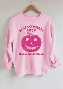 Толстовка Haddonfield Illinois 1978 года на Хэллоуин, Розовые Женские толстовки Harajuku, Осень-зима, Уличная одежда с принтом, Модная одежда