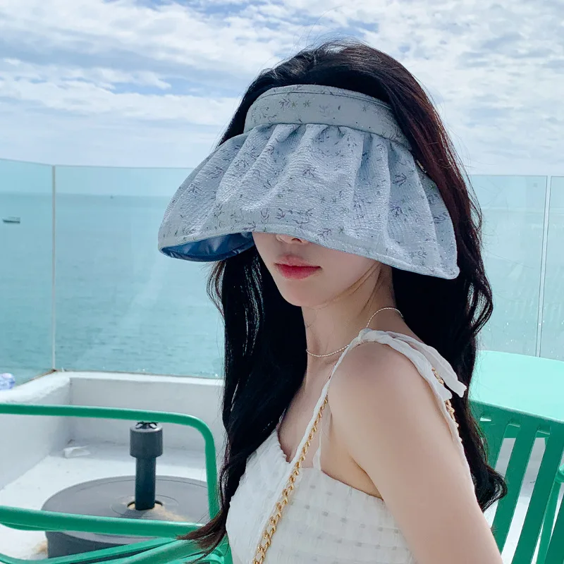 2023 Корейская летняя новая шляпа Женская Свежего цветочного цвета, пластиковый солнцезащитный козырек, солнцезащитная шляпа, уличная солнцезащитная шляпа