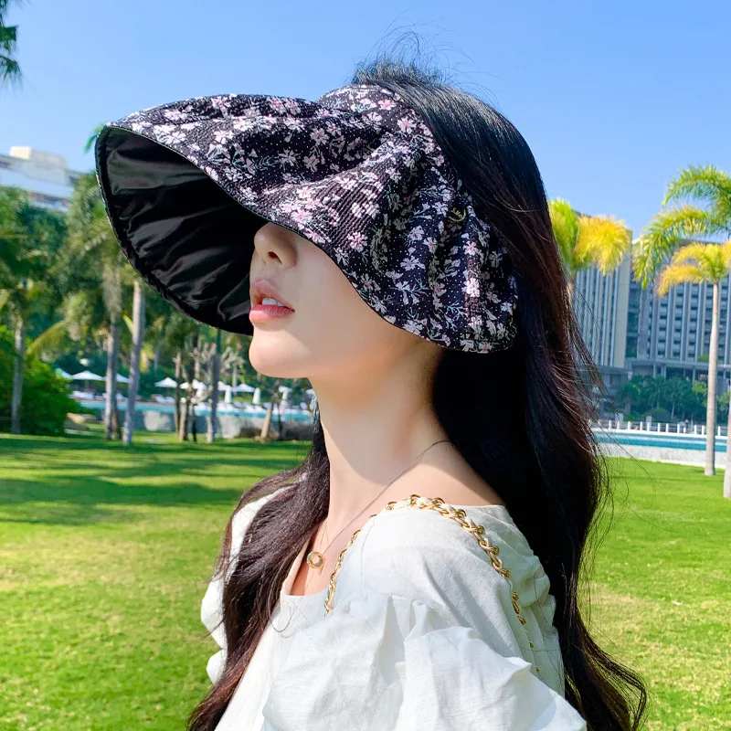 2023 Корейская летняя новая шляпа Женская Свежего цветочного цвета, пластиковый солнцезащитный козырек, солнцезащитная шляпа, уличная солнцезащитная шляпа