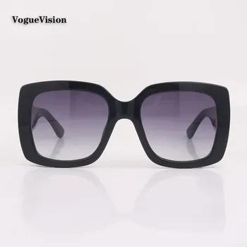 Солнцезащитные очки в черной ацетатной оправе, большие квадратные женские очки с градиентными линзами, модные солнцезащитные очки для дам, уличные очки с защитой от ультрафиолета