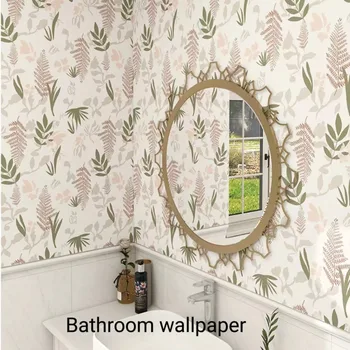 Декор ванной комнаты, Утолщенная самоклеящаяся водонепроницаемая наклейка на стену из ПВХ, Salle De Bain, Влагостойкие виниловые обои с цветочным рисунком