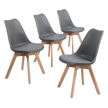 Современные обеденные стулья с мягкой обивкой Alden Design середины века, набор из 4 штук, белый