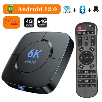 Smart Android TV Box Android 12 4 ГБ 32 ГБ 64 ГБ 2,4 Г/5 ГГц Wifi Bluetooth Android TV Box 6K HDR Медиаплеер 3D Видео Телеприставка