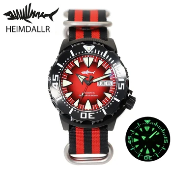 Heimdallr Monster NH36A Automatch Мужские часы С Черным Корпусом С PVD Покрытием Для Дайвинга 200 М Механические Часы Мужские Сапфировое Стекло