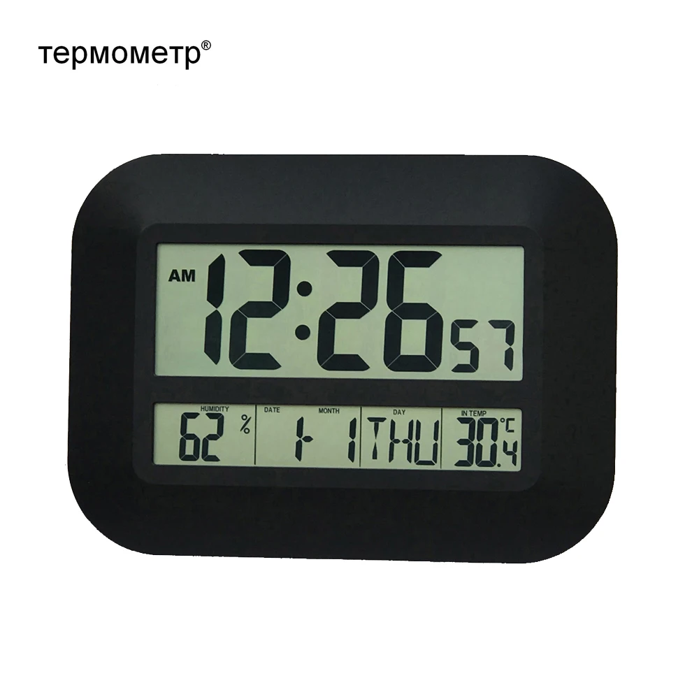 Декоративный Цифровой настенный будильник Настольный Календарь Термометр Температуры Влажность Гигрометр Часы на радиоуправлении