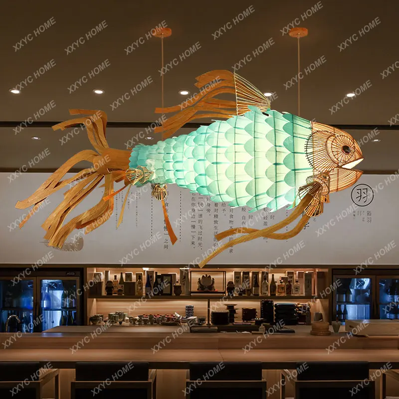 Люстра в форме рыбы, японский ресторан, Ресторан Hot Pot, креативная китайская люстра в форме рыбы