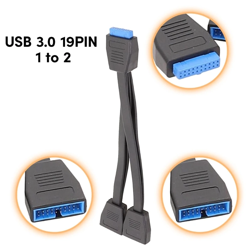 Материнская плата компьютера, кабель расширения Usb3.0, 19-контактный порт, разветвитель Pcie Pin 19Pin от 1 до 2