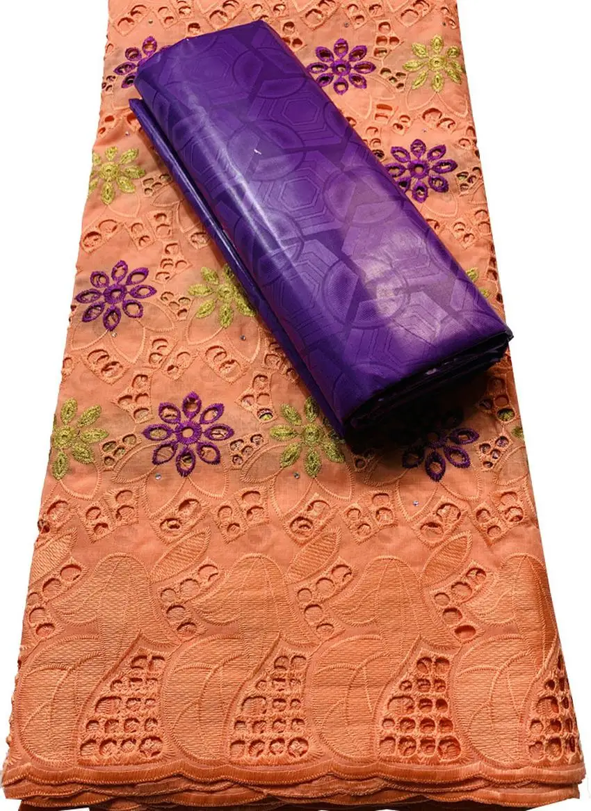 Ткань Guinea Bazin Rihce Brode со 100% Хлопчатобумажной Швейцарской Кружевной Тканью Femme Robe Ткань Bazin Riche Brode 2,5 + 2,5 Ярда/Комплект YKM104