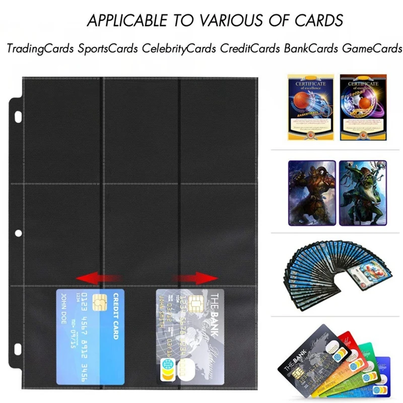 100X900 карманов, связующие рукава для торговых карточек, рукава для связующих бейсбольных карточек Подходят для 3-кольцевого связующего держателя для карточек