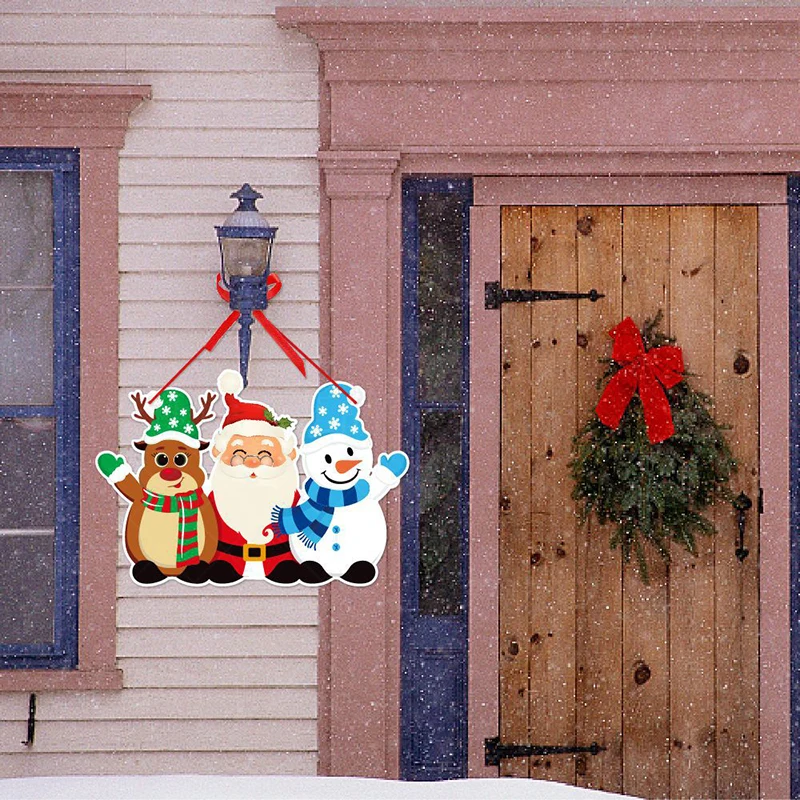 2шт Веселое Рождественское Украшение Дверная Вешалка Санта Клаус Снеговик Подвески В виде Лося Рождественская Новогодняя Елка Подвесные Украшения 2024 Navidad