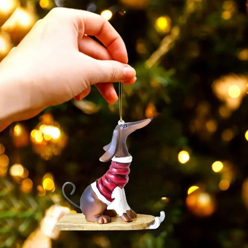 Акриловая подвеска в виде собаки, украшение на Рождественскую елку, яркие 3D подвески в виде рождественской елки в виде таксы с ремешками, аксессуары для веселой вечеринки