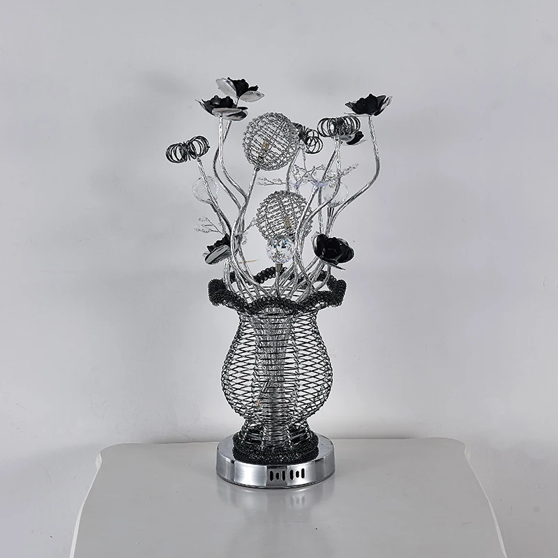 Настольная лампа TEMAR Modern с вазой, модное искусство, черная гостиная, спальня, отель, декоративная настольная лампа из светодиодной алюминиевой проволоки