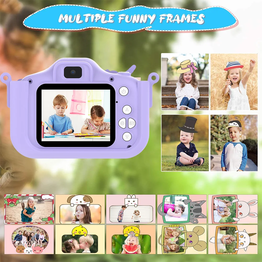 Цифровая камера 4000 Вт с разрешением экрана 1080P HD 2,0 дюйма, мини-мультяшная камера, перезаряжаемая через USB, с картой памяти 32 ГБ, детские развивающие игрушки