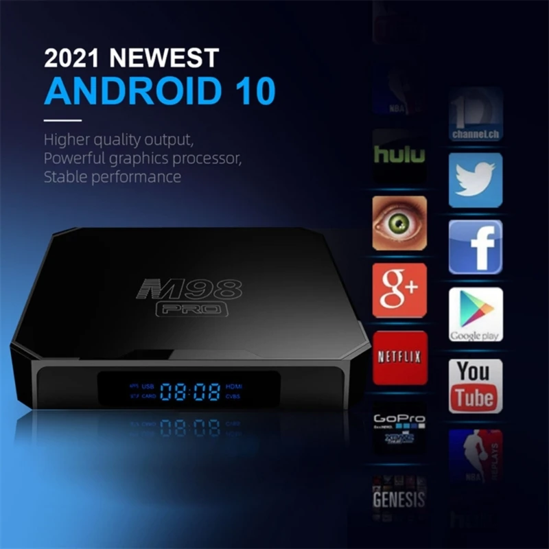 U75A Портативный Android10.0 Коробка Голосового Управления Комплект Двойной Wifi Домашний SmartMediaPlayer Верхняя Коробка Европейский/АМЕРИКАНСКИЙ/ Британский Штекер