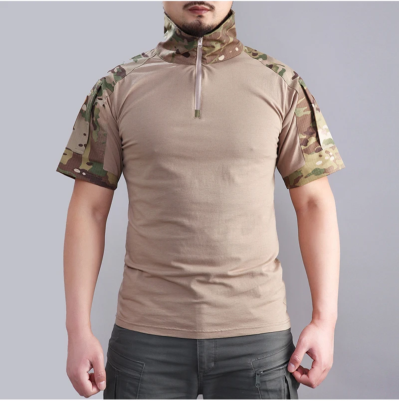 Летние армейские военные футболки Мужская уличная Тактическая рубашка Быстросохнущая Охотничья одежда Камуфляжная походная футболка Боевые рубашки