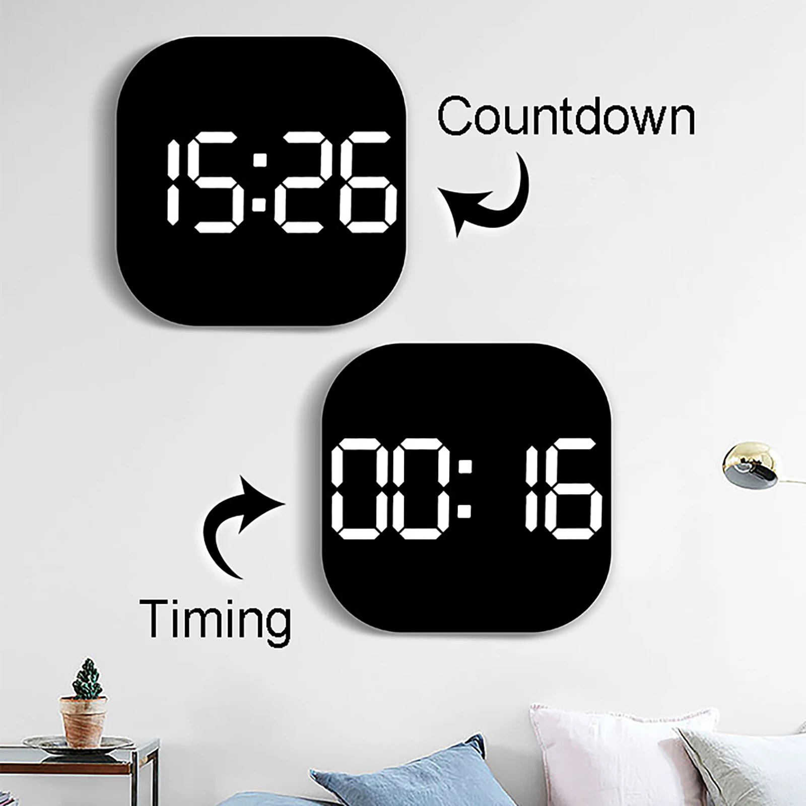 Светодиодные цифровые настенные часы с дисплеем температуры на большом экране, даты, дня, электронные светодиодные часы с дистанционным управлением, украшение гостиной