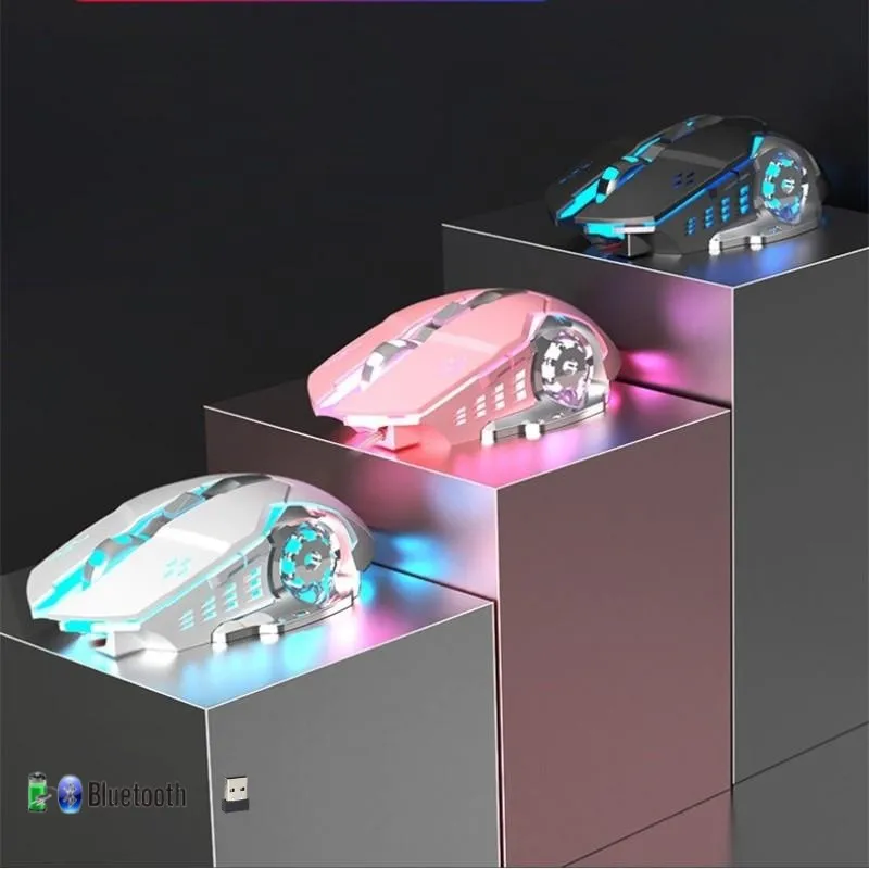 Беспроводная Игровая Мышь С Разрешением до 3200 точек на дюйм, Перезаряжаемая Беспроводная Мышь USB С 6 Кнопками и 7 Цветными Светодиодами, Эргономичная для Портативных ПК