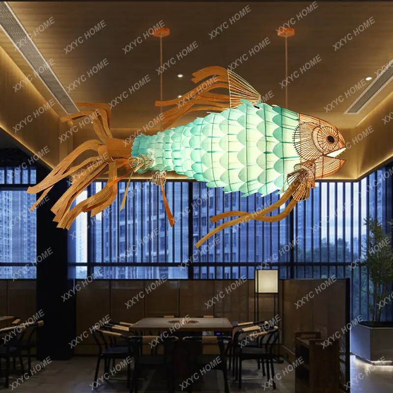 Люстра в форме рыбы, японский ресторан, Ресторан Hot Pot, креативная китайская люстра в форме рыбы