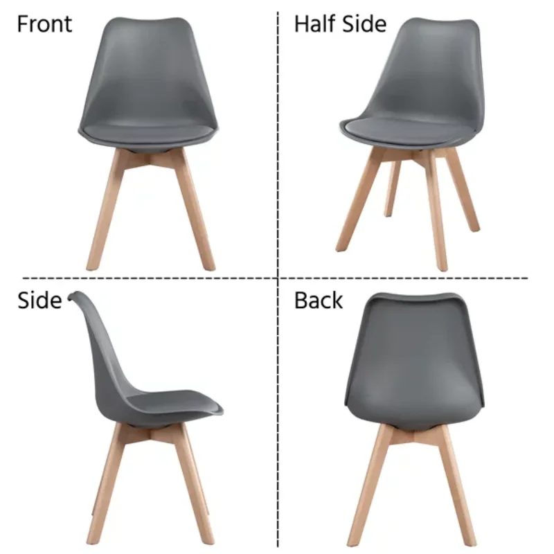 Современные обеденные стулья с мягкой обивкой Alden Design середины века, набор из 4 штук, белый
