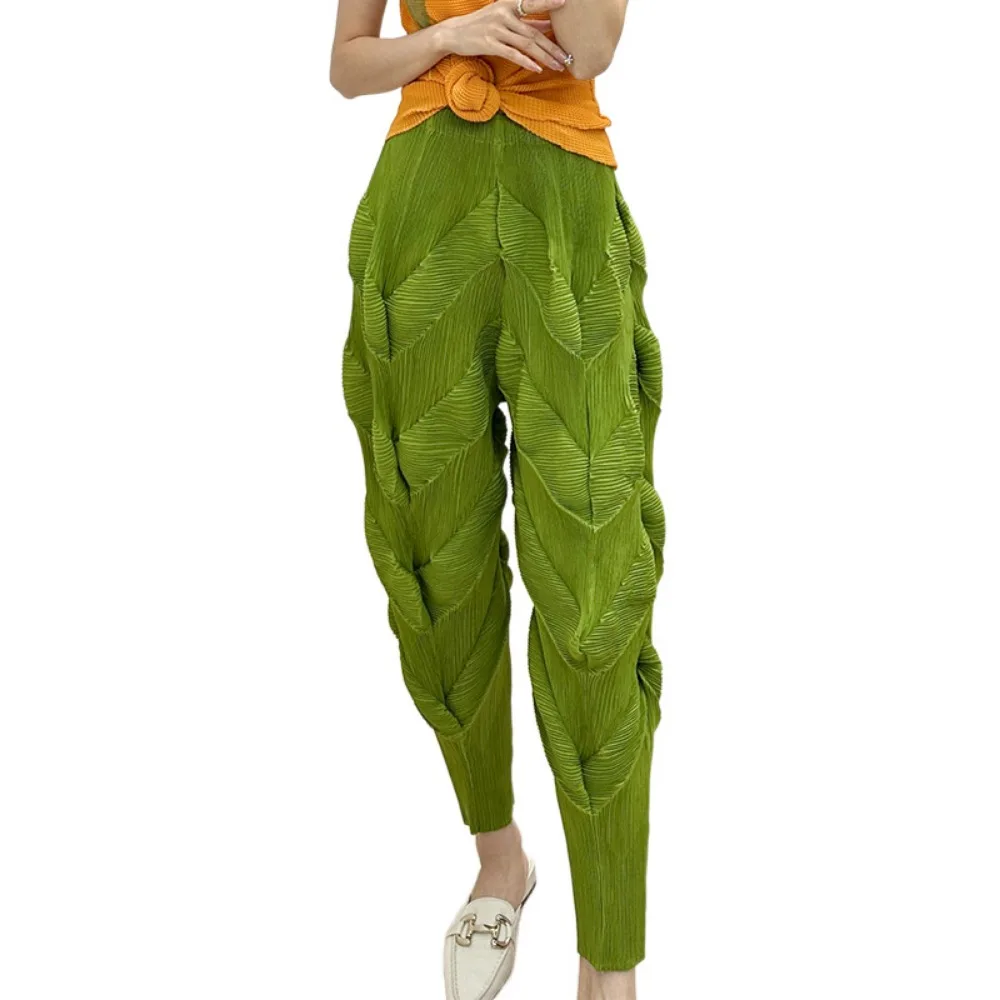 Плиссированные шаровары Miyake, женские модные повседневные свободные штаны большого размера с эластичностью 2023, новинка