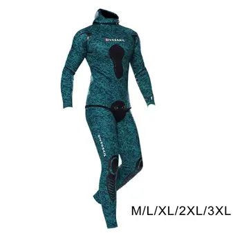 Мужской гидрокостюм, гидрокостюмы, топ и брюки, эластичный водолазный костюм с капюшоном для подводной охоты