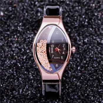 2023 Montre Femme Повседневные Женские Часы С Овальным Циферблатом Наручные Часы Кожаные Со Стразами Дизайнерские Женские Часы Gfit Reloj Mujer