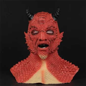 Латексная маска Дьявола Головной Убор Украшение Страха на Хэллоуин Маска Дьявола для лица Маска Ужаса Дьявола