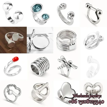 Unode 2023 Латунное кольцо с серебряным покрытием, со сферическим отверстием, регулируемое Женское кольцо с несколькими обручами, оптовая продажа, бесплатная доставка