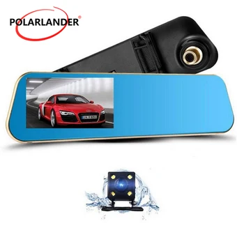 Автомобильный видеорегистратор Dash Cam Зеркало заднего вида с двумя объективами 4,5-дюймовый Видеомагнитофон Full HD 1080P DVR Авторегистратор Видеокамера Dash Camera