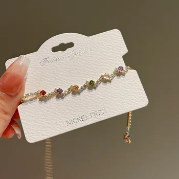 Синтетический муассанит бриллиант неправильной квадратной формы красочный браслет квадратная веревка простой браслет женский