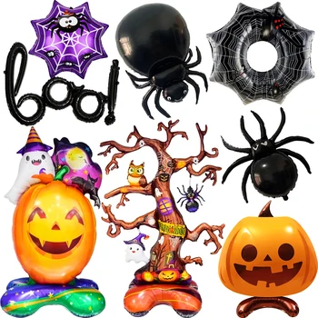 Надувные шары для украшения Хэллоуина, призрачное дерево, тыква, ведьма, паук, воздушный шар из фольги для дома, украшения вечеринок, детские игрушки