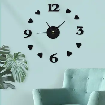 Настенные часы с 3D зеркальным номером, алюминиевые наклейки 40 см, современное домашнее искусство, цифровые настенные часы 