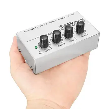 Аудиомикшер Mx400, Звуковая консоль для микширования сигналов, 4-канальное микшерное устройство, Микшерный пульт для ди-джея, аксессуары для музыкальных инструментов
