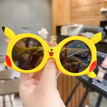 Солнцезащитные очки с рисунком Пикачу, Поляризованные солнцезащитные очки с защитой от ультрафиолета, детские солнцезащитные очки Pokémon, Зеркальные Пластиковые очки для женщин