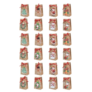24шт Рождественские Пакеты для конфет Органайзеры для упаковки Контейнерные принадлежности новые
