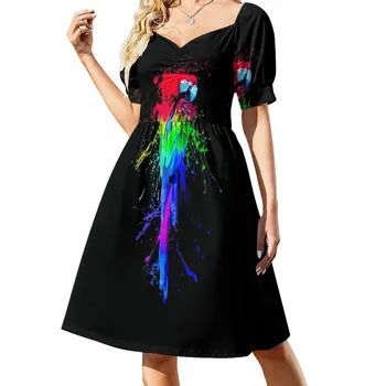 Платье Parrot, окрашенное в красивые цвета, фиолетовое платье, платье для женщин, женская летняя юбка, платье с длинным рукавом