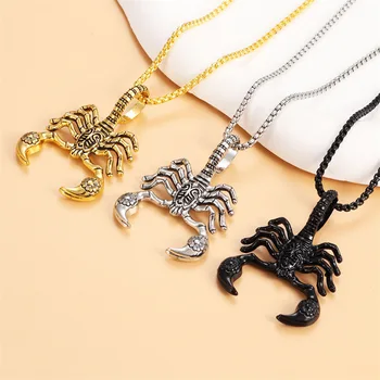 Ретро-готическое ожерелье с подвеской-шармом в виде Скорпиона для мужчин, хип-хоп Мужская Цепочка на шею с животными, Модные персонализированные ювелирные изделия dz081