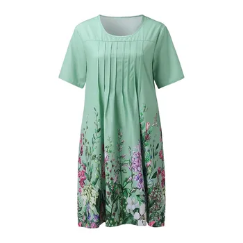 Весенне-летний цветочный принт, круглый вырез, карман, Длинное плиссированное платье в полоску для женщин, нарядное платье макси по фигуре