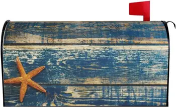 Крышка почтового ящика Старая Деревянная Морская звезда Летняя текстура дерева с морской текстурой Чехлы для почтовых ящиков Магнитные почтовые обертки Почтовые садовые украшения