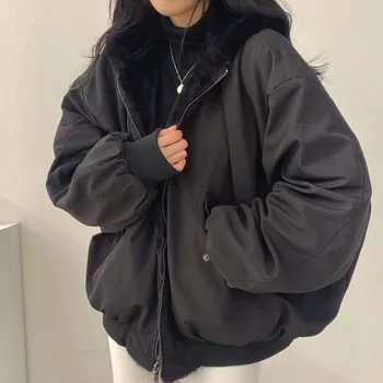 Утепленные Парки, Зимняя Женская Теплая куртка, Высококачественное двухслойное Универсальное пальто Плюс Флис, Удобная Корейская мода Y2k