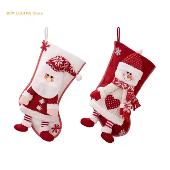 Красочный Рождественский чулок, подарочный пакет для конфет, подвеска для праздничного подарка, Праздничное Подвесное украшение