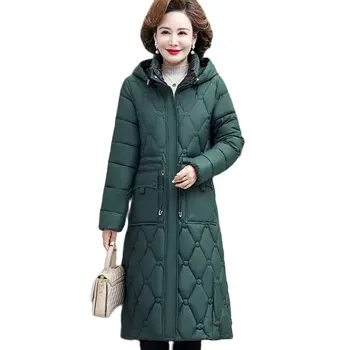 Зимняя женская куртка, длинные парки с капюшоном, женские пальто, Новые зимние пальто, куртки с хлопковой подкладкой на шнурках, женская одежда, верхняя одежда