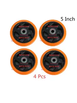 (4 упаковки) 5-дюймовая полиуретановая износостойкая тележка Orange Flower с одним колесом и двойным подшипником