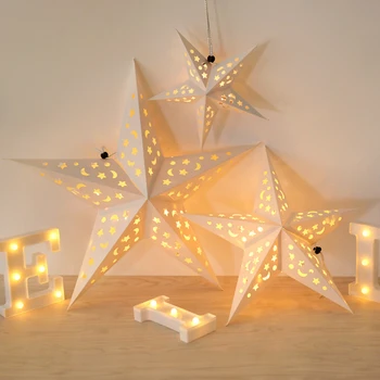 Бумажные фонарики со звездами-Украшение в виде пятиконечной бумажной звезды-Подвесной декор для дома в виде звезды-Потолок комнаты для свадеб, дней рождения, праздничных вечеринок