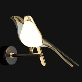 Творческая личность Светодиодная птица Настенный светильник из алюминиевого сплава Сорока Настенный светильник Настенный декор Прикроватные светильники в помещении Декор спальни бра