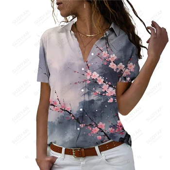 Летняя новая женская рубашка с 3D принтом 