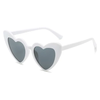 Солнцезащитные очки в форме сердца нового дизайна для женщин и мужчин, классические простые очки для вождения в стиле хип-хоп, белые солнцезащитные очки, модные мужские Женские очки