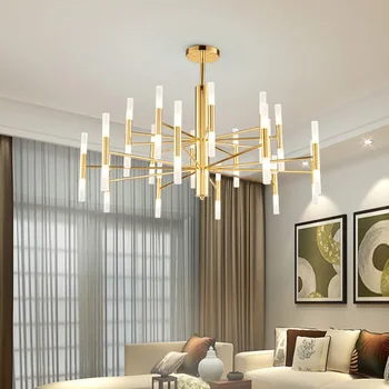 Современная светодиодная потолочная люстра Модного дизайнера из черного золота с художественным декором Подвесной светильник для кухни, гостиной, лофта, спальни, лампы