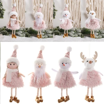 Рождественская Плюшевая Кукла Новый Год 2024 Подарки Санта Снеговик Рождественские Украшения Для Дома Navidad Натальная Рождественская Елка Подвесные Украшения