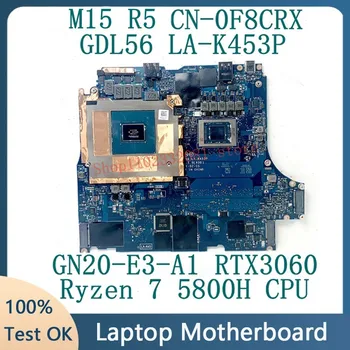 CN-0F8CRX 0F8CRX F8CRX Для DELL G15 5515 Материнская плата LA-K453P С процессором Ryzen 7 5800H GN20-E3-A1 RTX3060 100% Протестировано Хорошо